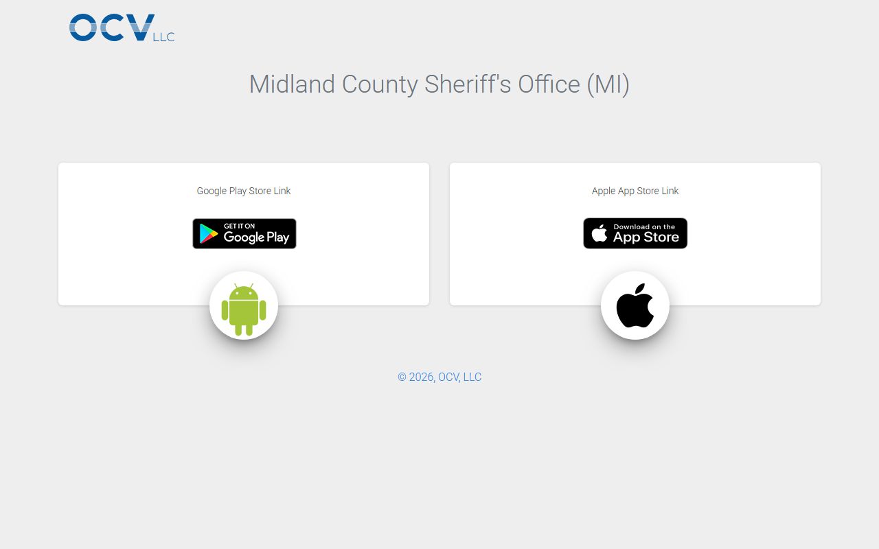 Midland County Sheriff app share page for arrest and charge records