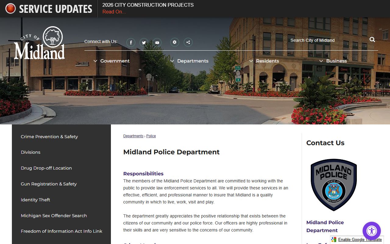 City of Midland Police page tied to Midland County arrest records
