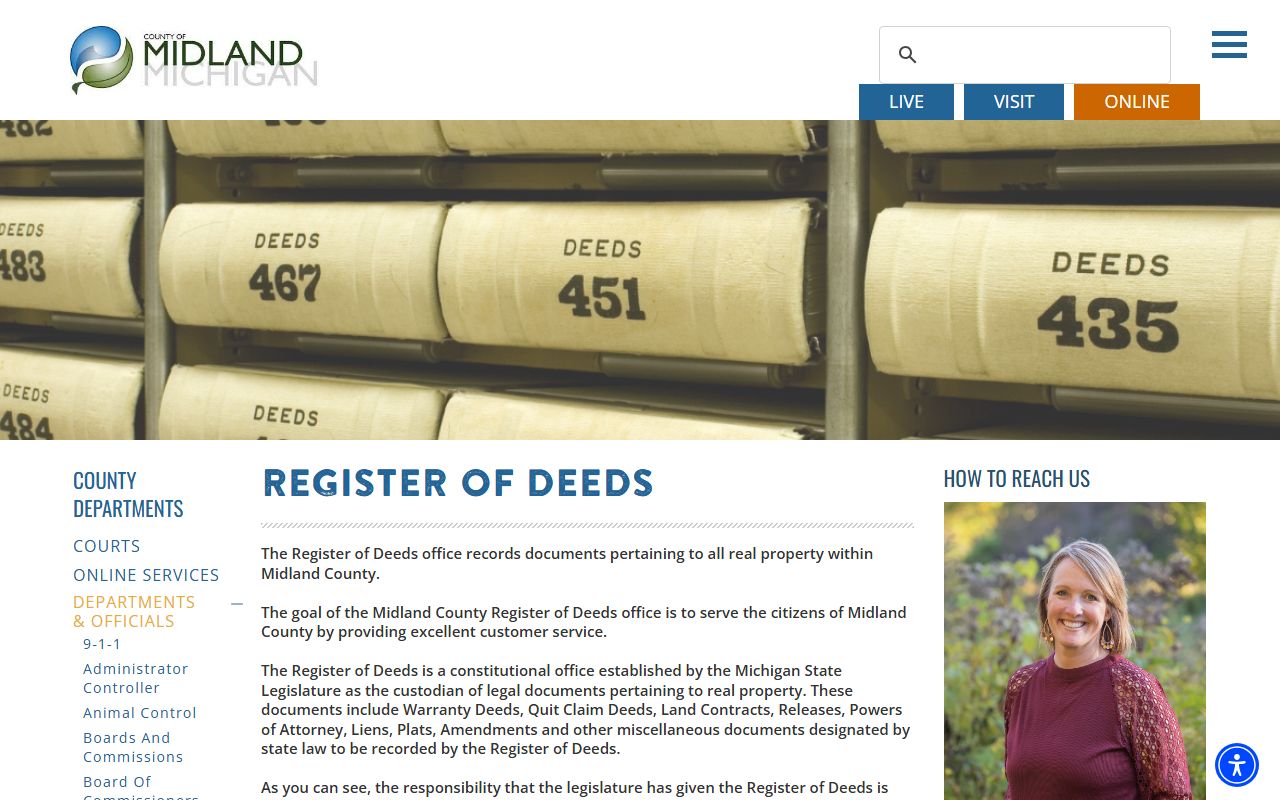 Midland County Register of Deeds land records page contrasted with court docket records