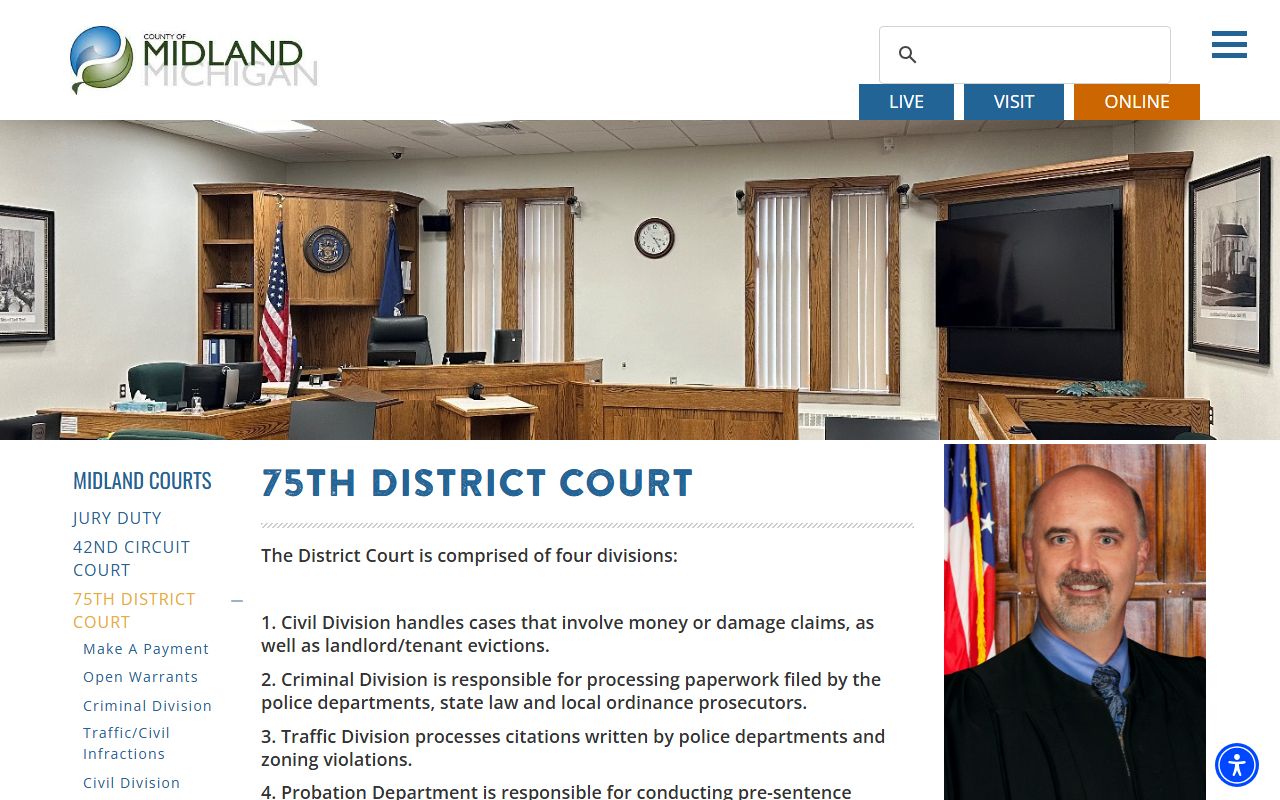 Midland County 75th District Court records page