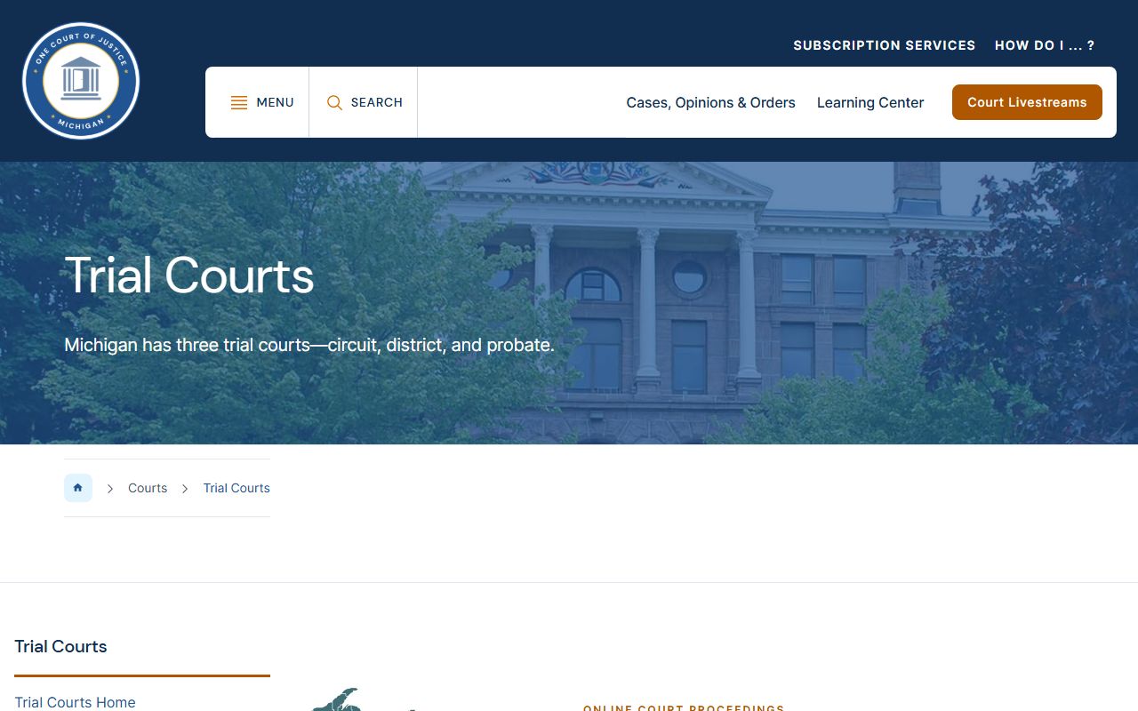 Michigan trial-court structure guide for Midland County court records