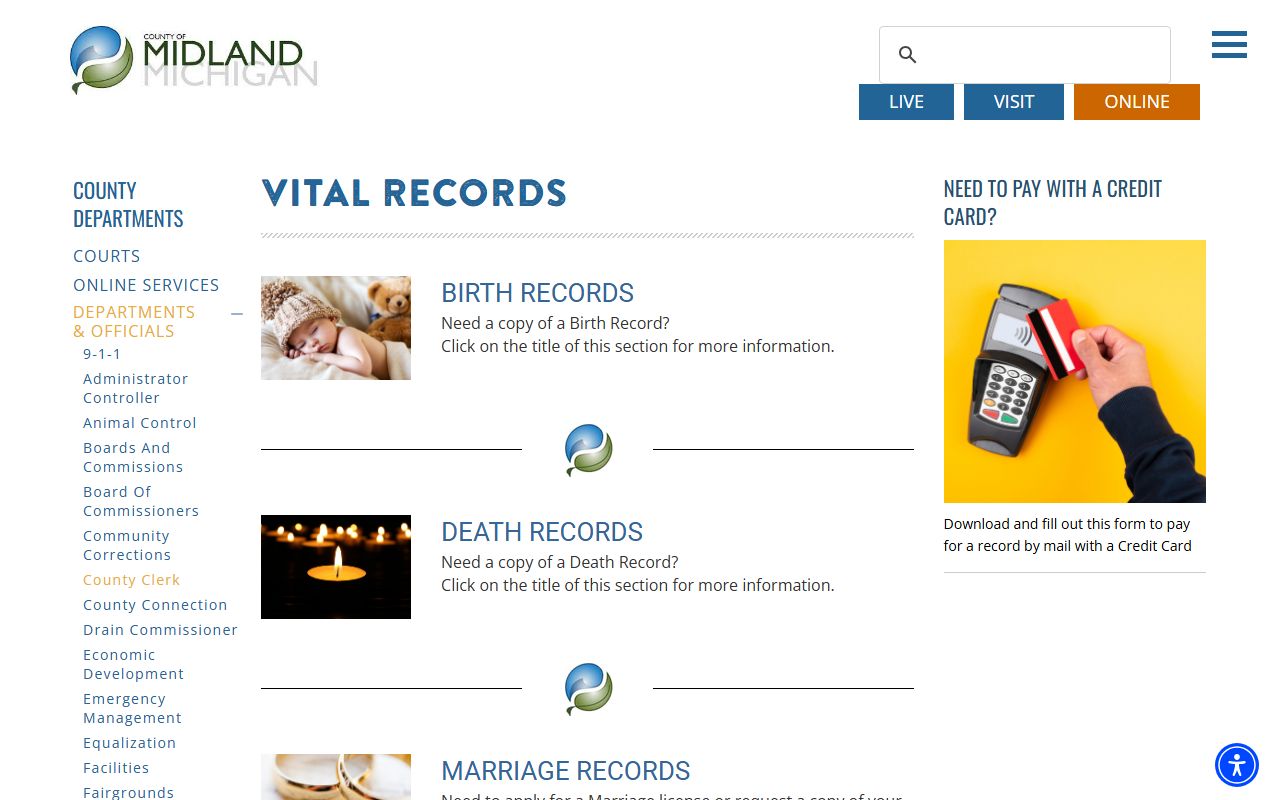 Midland County vital records and marriage records office information
