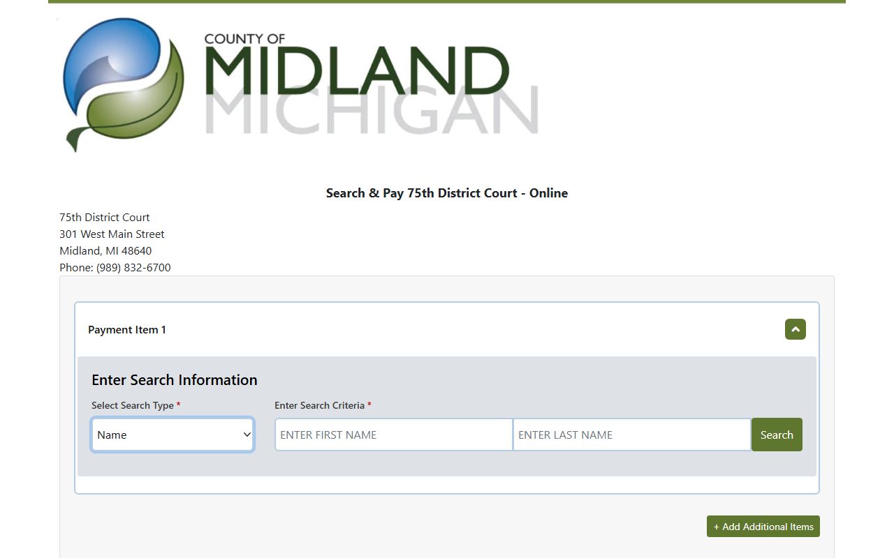 Midland County traffic court records citation lookup on the GovPros District Court portal